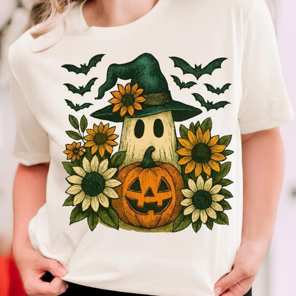 Tops - Trendy Halloween T-Shirt, Retro Ghost Halloween Tee